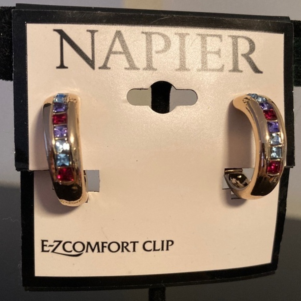 Napier Gold Multi-Color Clip Earrings